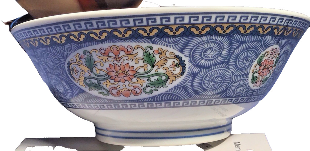 Vintage Japanese Blue White Imari Porcelain Bowl Foo Lion Floral Medallion 8"